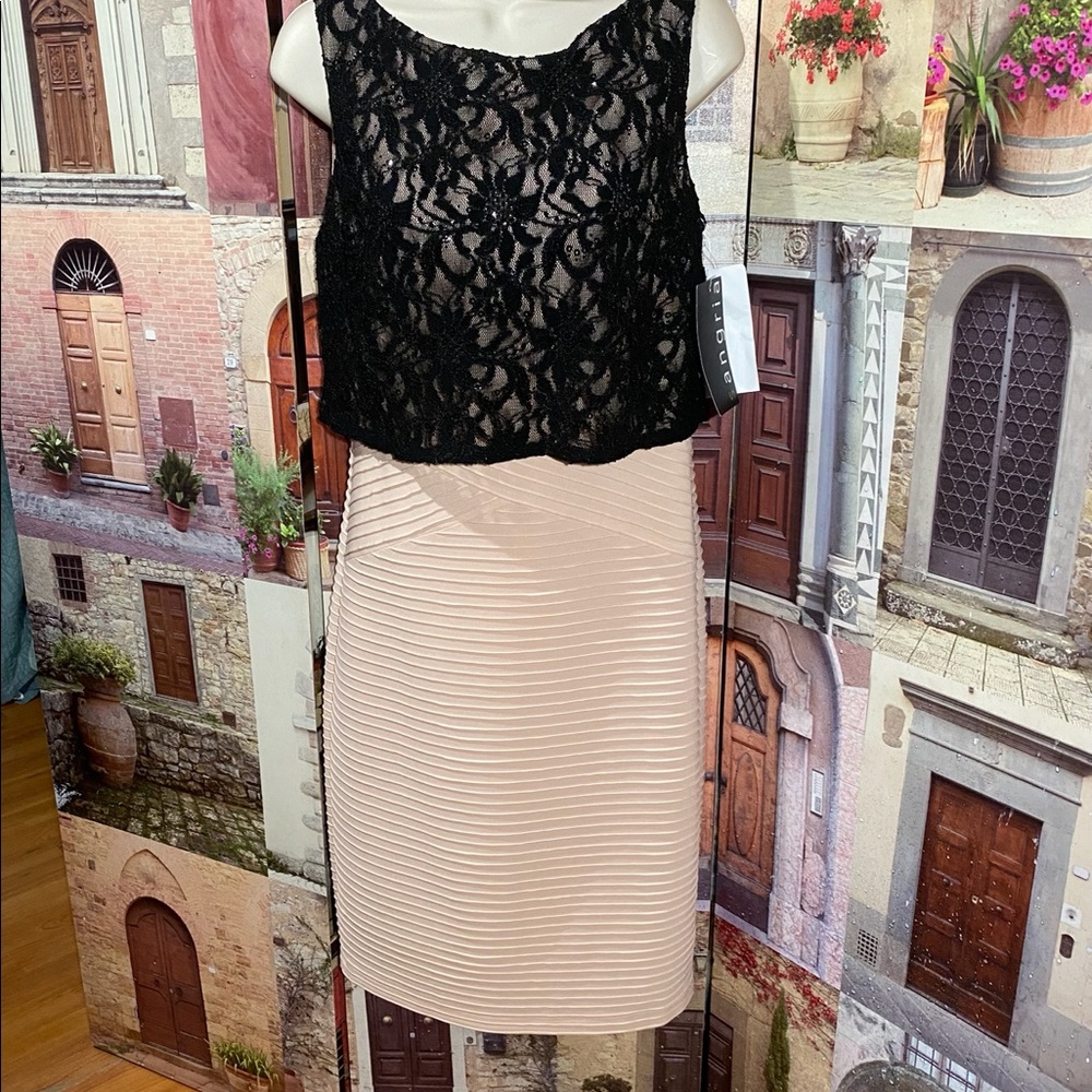 Women’s Elegant Dress Black Peach Size 6